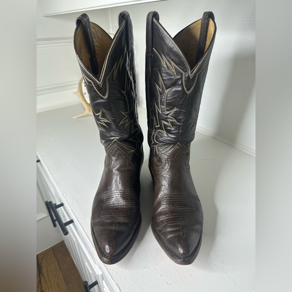 Vintage Tony Lama Gold Label Brown Western Boots Classic Rodeo Style Women's 9.5 - Picture 2 of 10